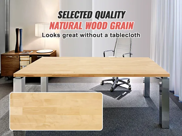 modern office setting featuring VEVOR wood table top, natural wood grain, sleek design, and minimal decor.