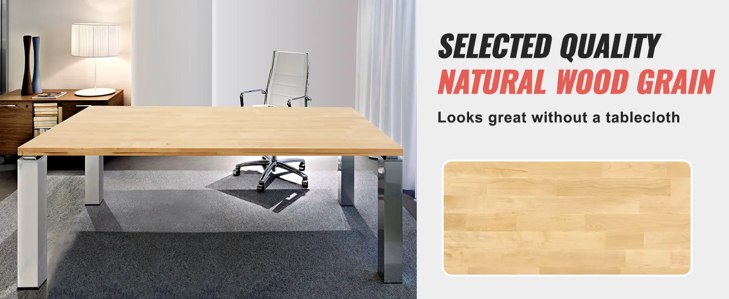 modern office setting featuring VEVOR wood table top, natural wood grain, sleek design, and minimal decor.