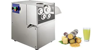 Spremitura della canna da zucchero VEVOR con canna da zucchero fresca, succo e gambi.