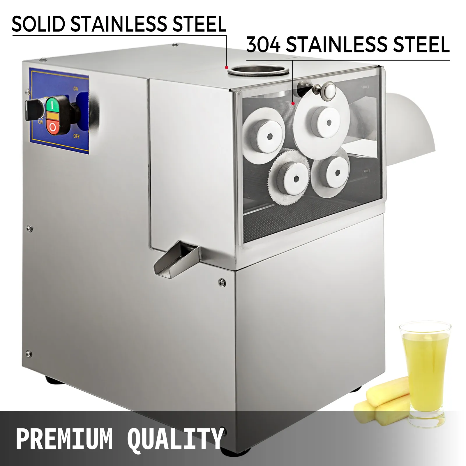 La pressa per canna da zucchero VEVOR è realizzata in solido acciaio inossidabile di qualità superiore.