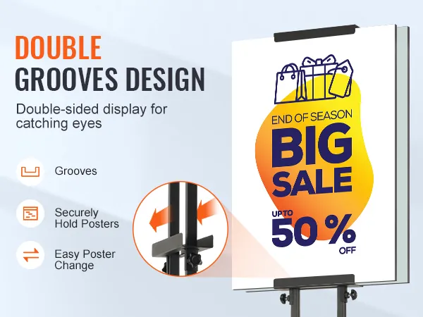 Espositore per poster VEVOR con design a doppia scanalatura, sostiene saldamente i poster, facile da sostituire, grande poster in offerta.