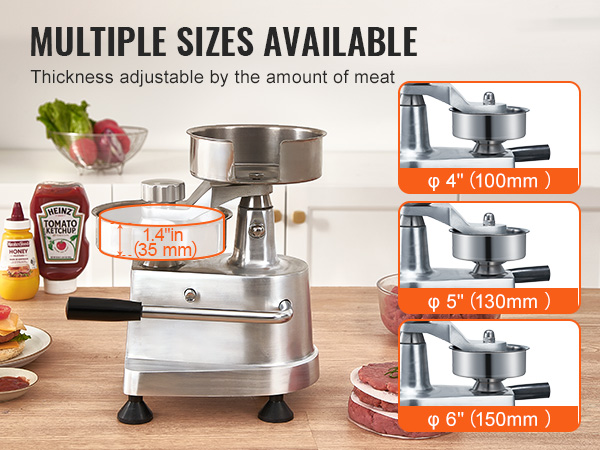 Presse à Hamburgers En Aluminium Antiadhésive + 100 Feuilles De Papier Ciré - Pour BBQ, Cuisine Maison - 6
