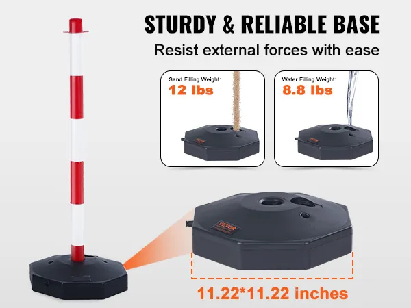 VEVOR-Verkehrsleitkegel – stabile Basis, Sandgewicht 12 Pfund, Wassergewicht 8,8 Pfund, 11,22 x 11,22 Zoll.