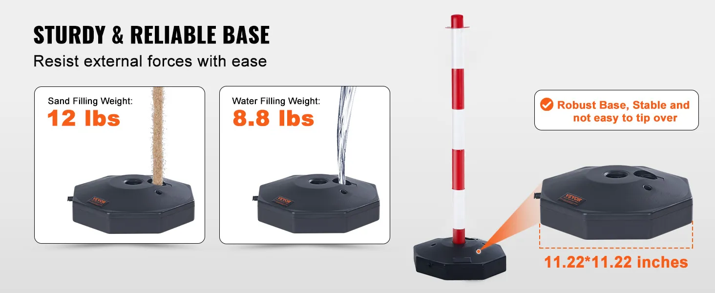 VEVOR-Verkehrsleitkegel – stabile Basis, Sandgewicht 12 Pfund, Wassergewicht 8,8 Pfund, 11,22 x 11,22 Zoll.