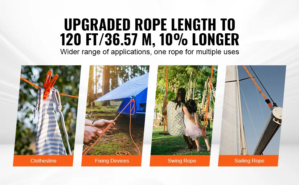 VEVOR climbing rope for high-altitude operations, fixing devices, forestry logging, and rescue traction.