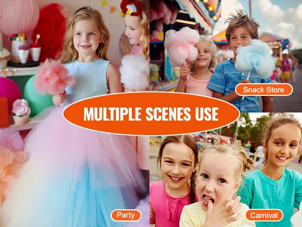 Elektrische suikerspinmachine van VEVOR voor feestjes, snackbars en kermissen met blije kinderen.