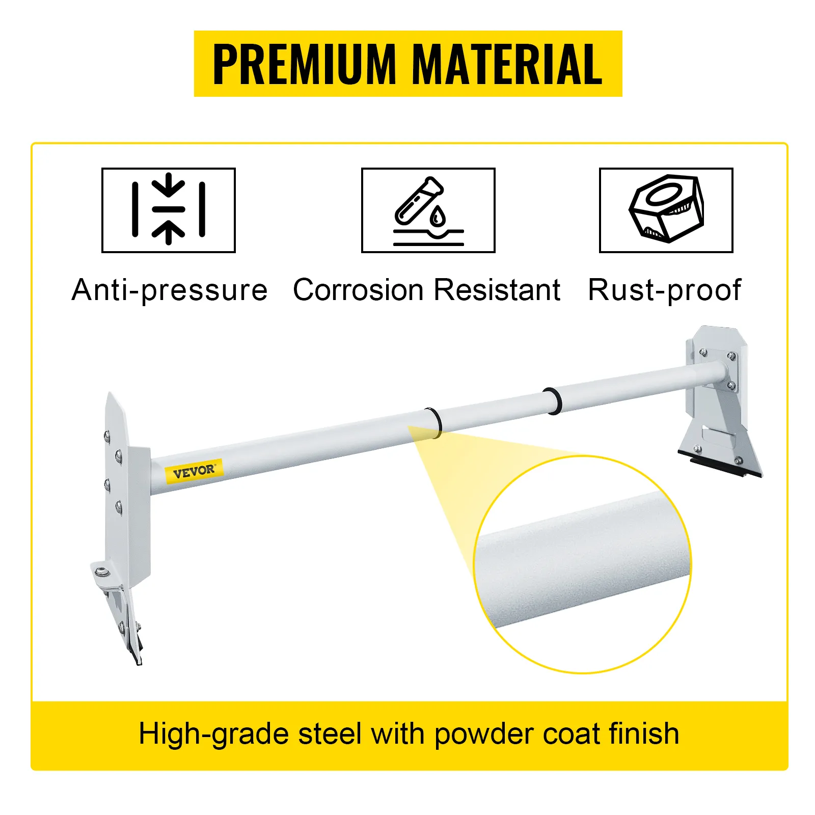 VEVOR van roof ladder rack - premium material, anti-pressure, corrosion resistant, rust-proof.