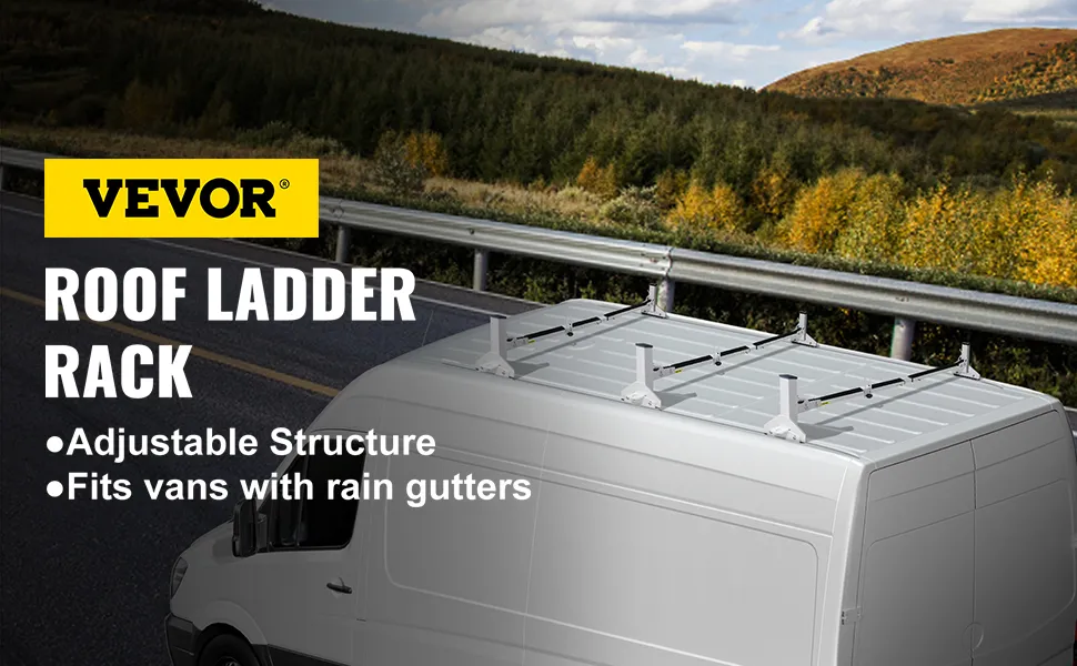VEVOR Van Roof Ladder Rack, 3 Bars, 661 LBS Capacity, 46.9