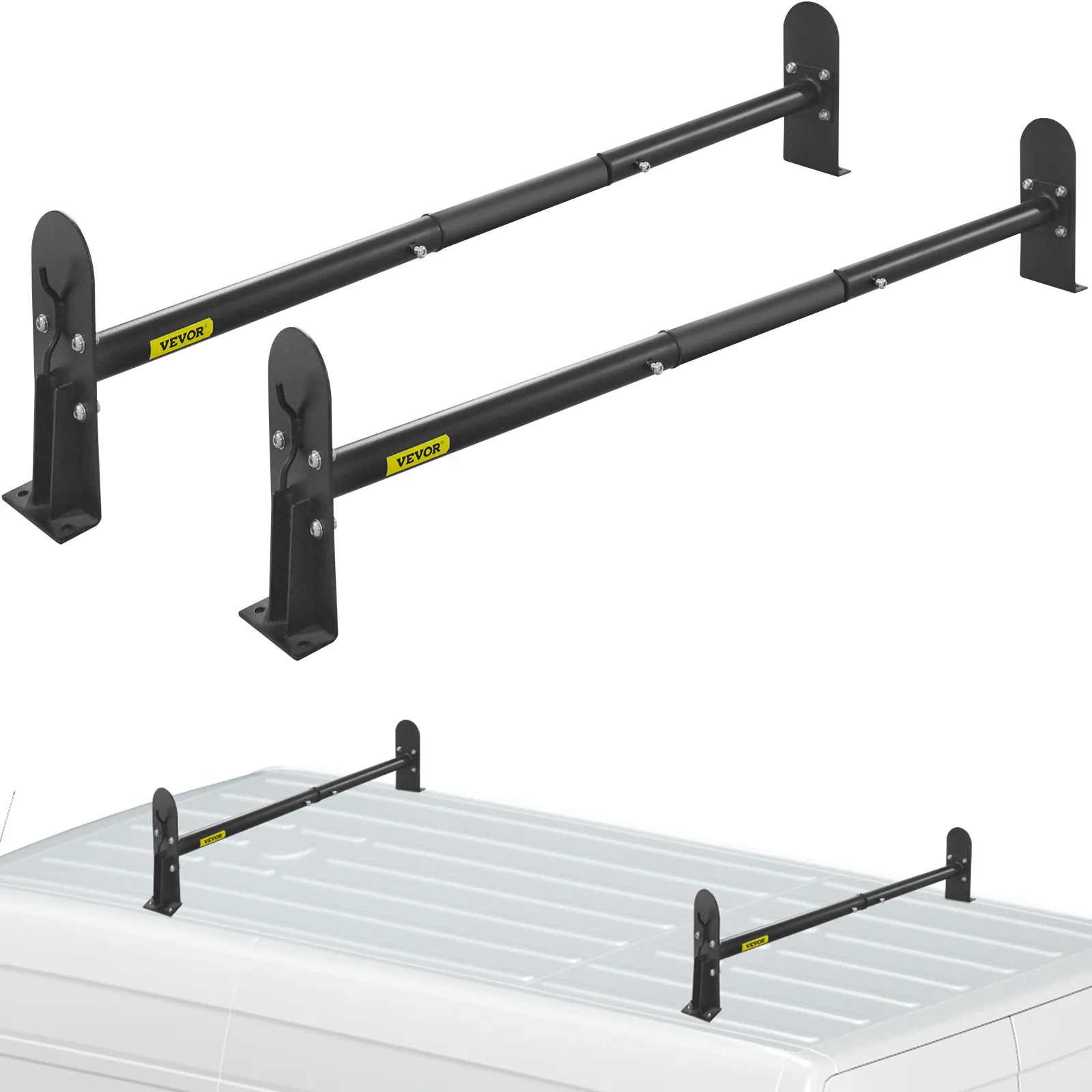 VEVOR Universal Van Ladder Roof Racks, 2 Bars, 331 LBS Capacity, 34.6 ...