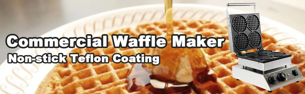 Máquina para hacer waffles VEVOR con revestimiento de teflón antiadherente para uso comercial.