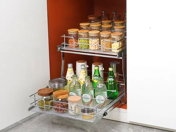 OCG 2 Tier Pull Out Cabinet Organizer (14" W X 21" D), Pull Out Drawers