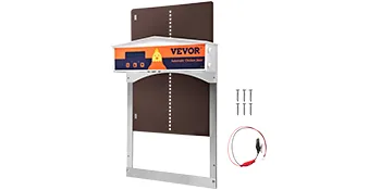 Puerta automática para gallinero VEVOR con tornillos y cable.