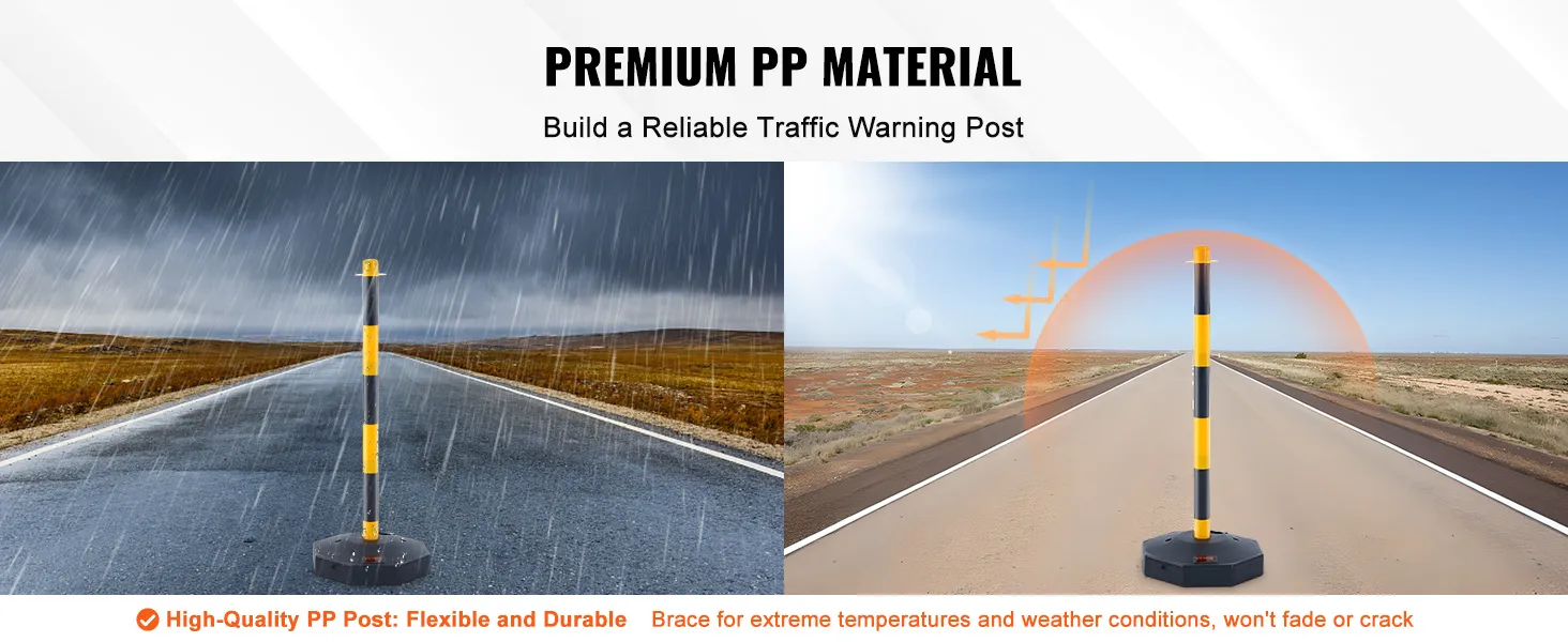 VEVOR-Verkehrsleitkegel aus hochwertigem PP-Material, langlebig auch bei extremen Wetterbedingungen.