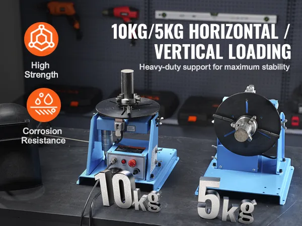 VEVOR-Schweißpositionierer mit horizontaler/vertikaler Belastung von 10 kg/5 kg, hoher Festigkeit und Korrosionsbeständigkeit.
