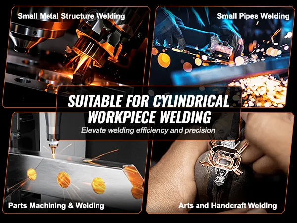 geeignet zum Schweißen zylindrischer Werkstücke, zum Schweißen kleiner Metalle und Rohre, zur Teilebearbeitung und für Handarbeit.