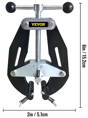VEVOR pipe clamp, steel body, adjustable screw, 6in height, 2in width.