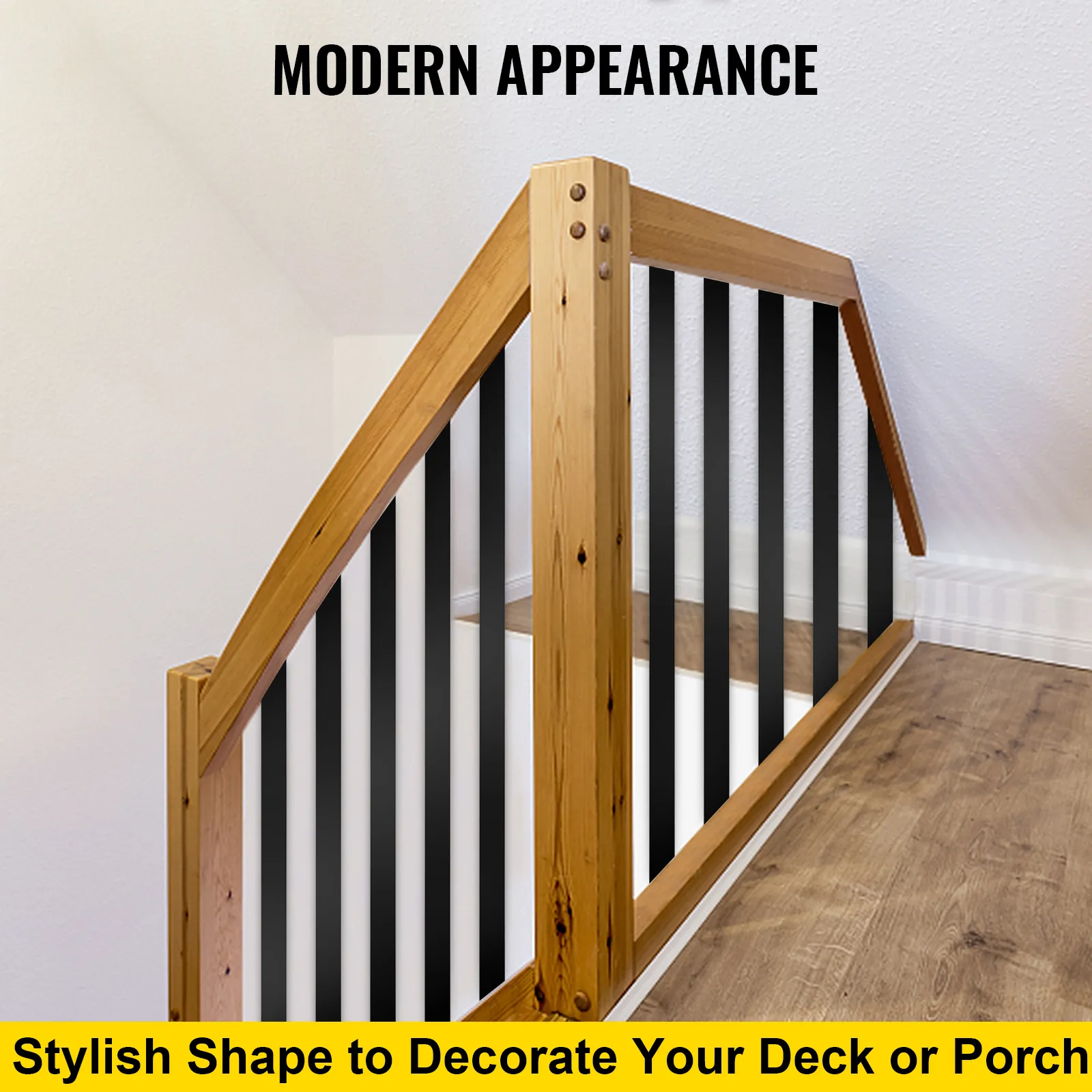 VEVOR deck balusters with modern wooden frame, stylish for decks or porches.