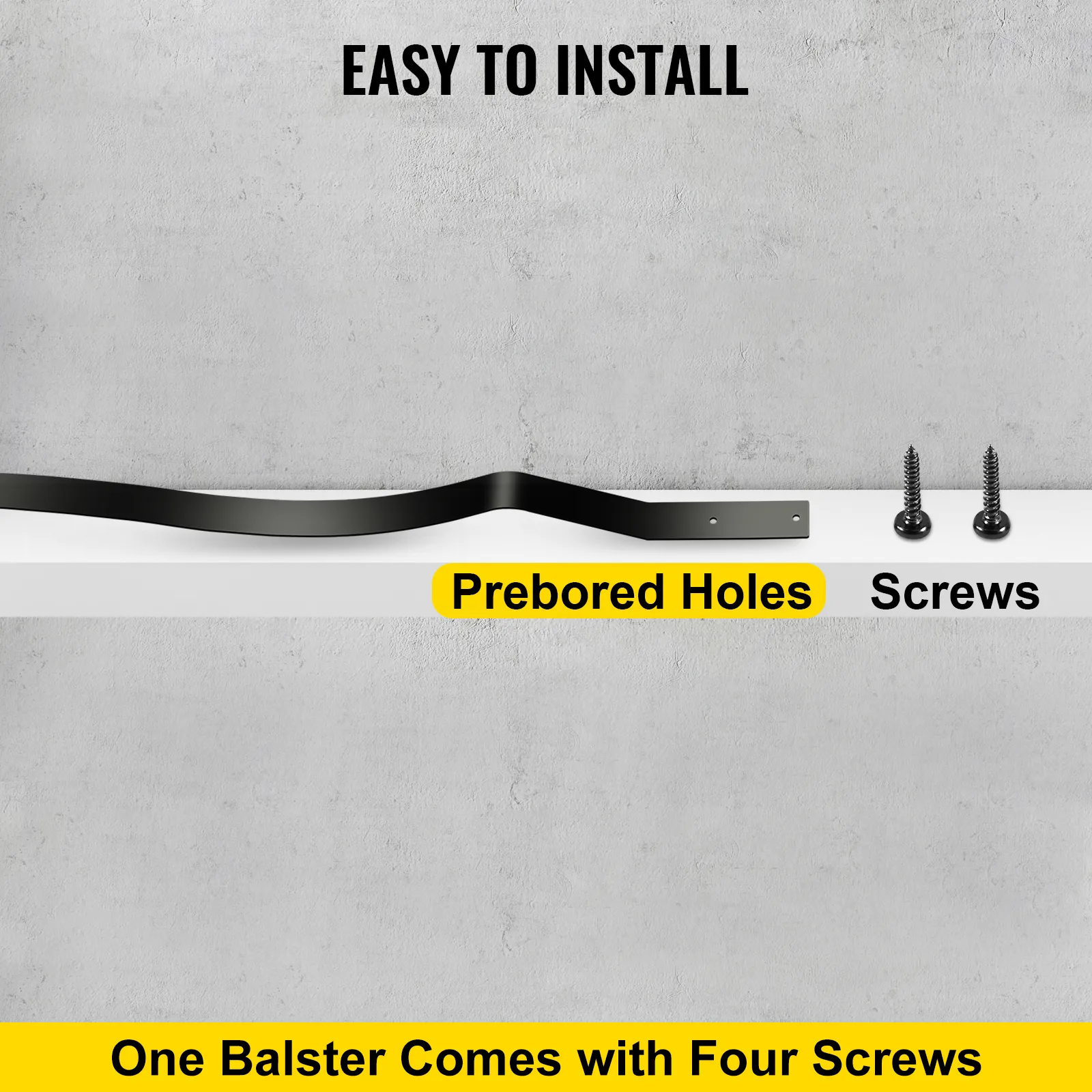 Barandillas de cubierta VEVOR con orificios pretaladrados y tornillos para una fácil instalación.