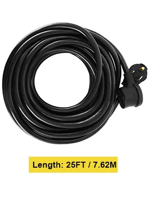 Cable de extensión para soldador VEVOR, negro, 25 pies (7,62 m), enrollado con enchufe.