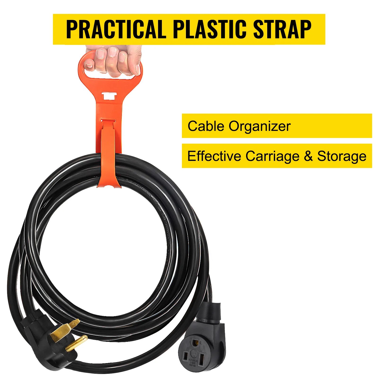 Cable de extensión para soldador VEVOR con práctica correa de plástico para organizar el cable.