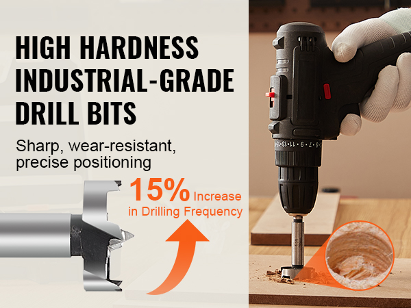 VEVOR Forstner Bit Set, 16 Pcs Forstner Drill Bits Set, 1/4