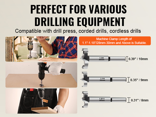 VEVOR Forstner Bit Set, 16 Pcs Forstner Drill Bits Set, 1/4