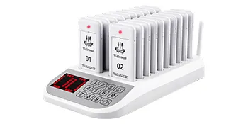 Sistema de buscapersonas para restaurantes VEVOR con múltiples buscapersonas y teclado numérico.