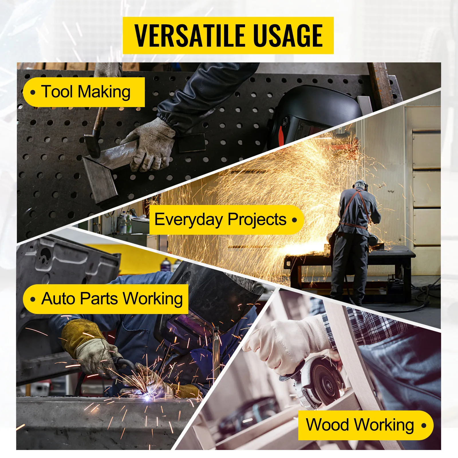 VEVOR welding table for tool making, auto parts working, wood working, and everyday projects.