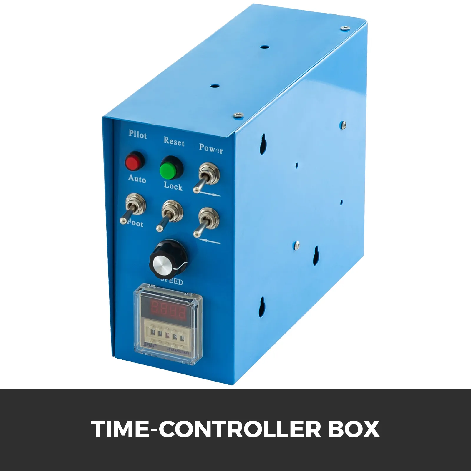 VEVOR rotary welding positioner time-controller box with switches and led display.