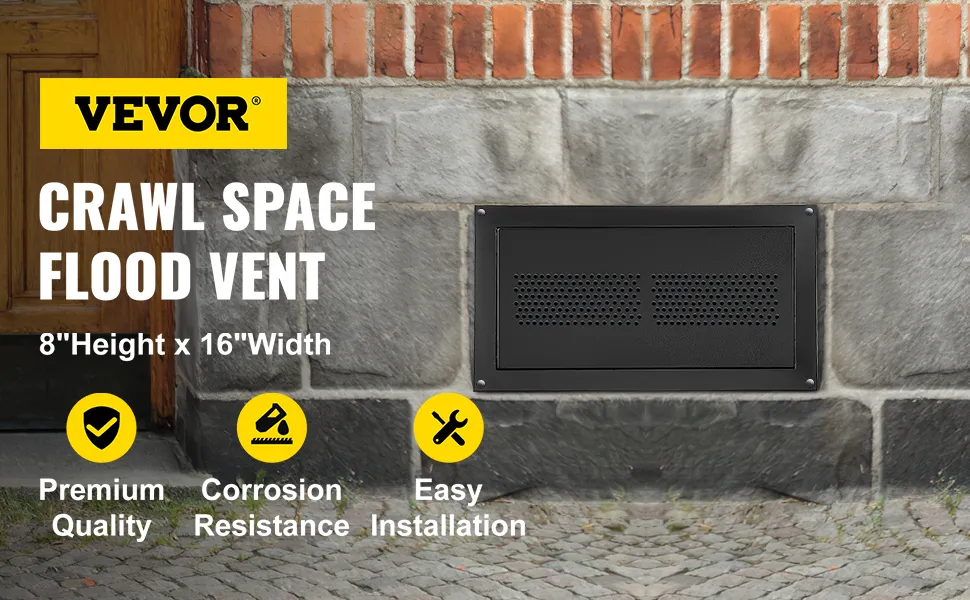 VEVOR flood vent with corrosion resistance and easy installation, 8"x16" size.