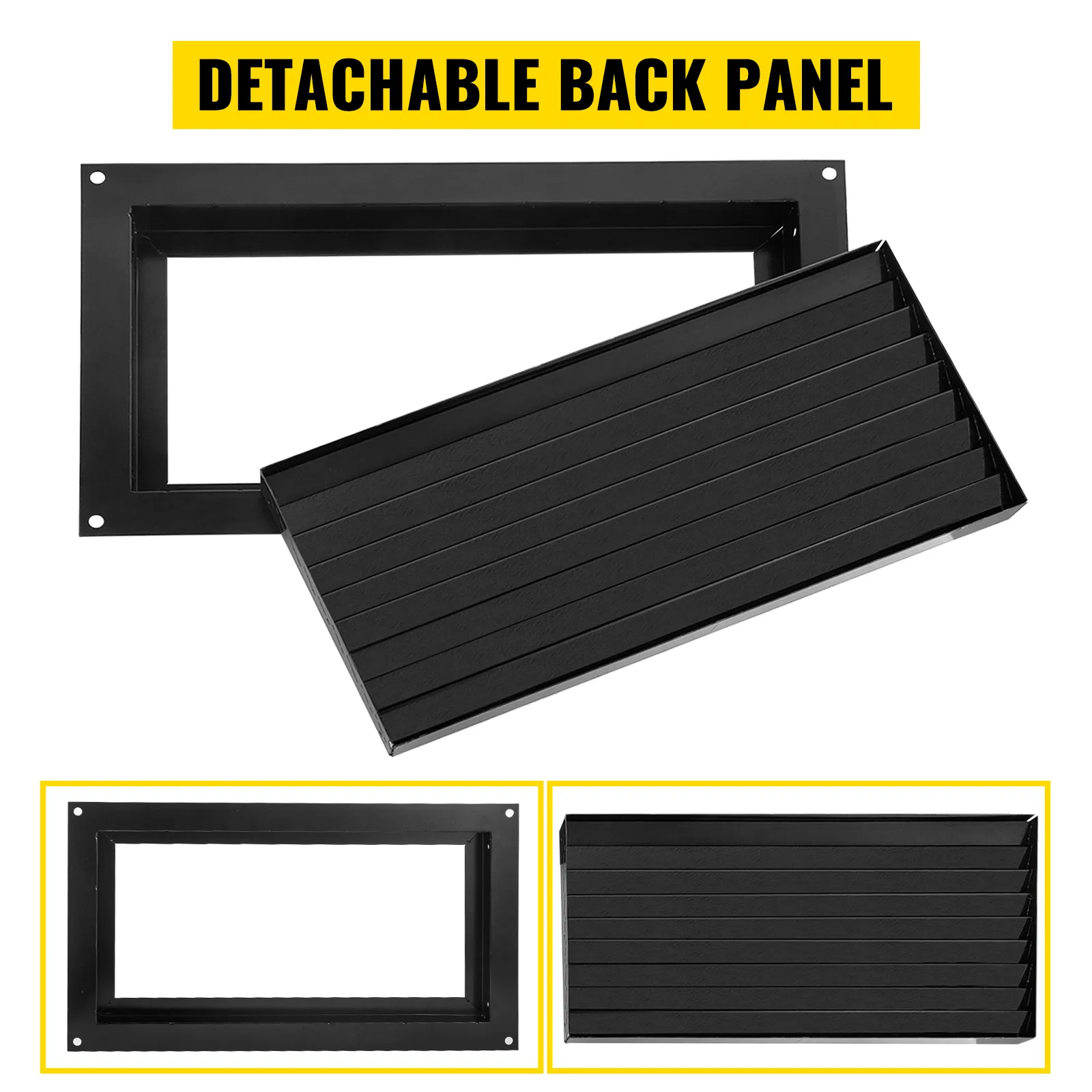 VEVOR flood vent with detachable back panel and black rectangular frame design.
