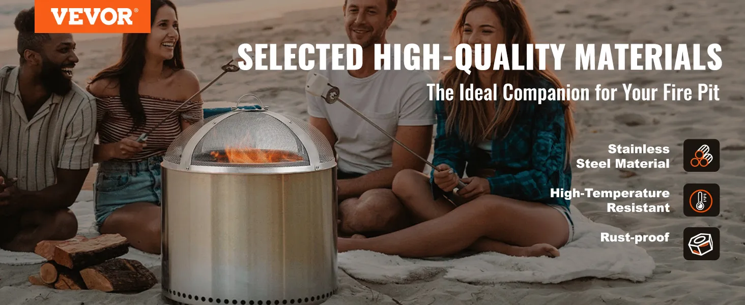 VEVOR fire pit spark screen with stainless steel material, high-temperature resistant, rust-proof.