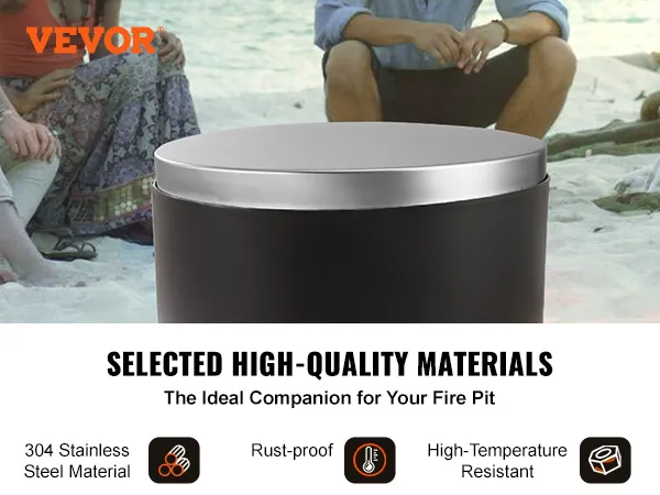 VEVOR-Feuerstellenabdeckung aus 304 Edelstahl, hochtemperaturbeständig und rostfrei.