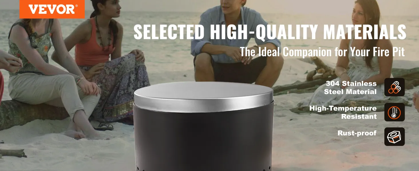 VEVOR-Feuerstellenabdeckung aus 304 Edelstahl, hochtemperaturbeständig und rostfrei.