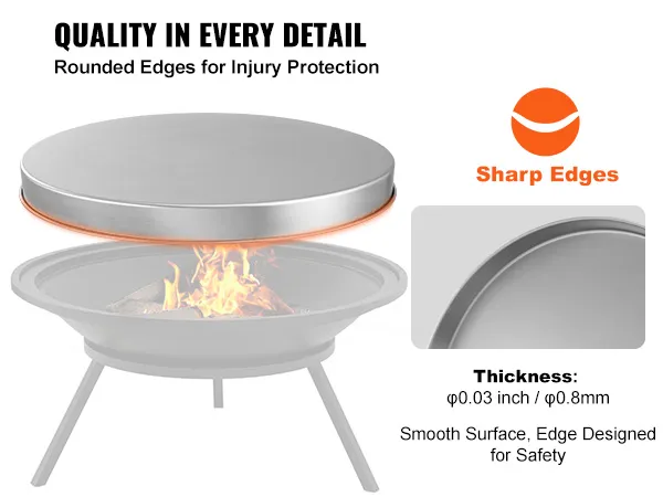 VEVOR-Feuerstellenabdeckung mit abgerundeten Kanten für mehr Sicherheit, 0,03 Zoll dick, nahtlose Passform für die Feuerstelle.