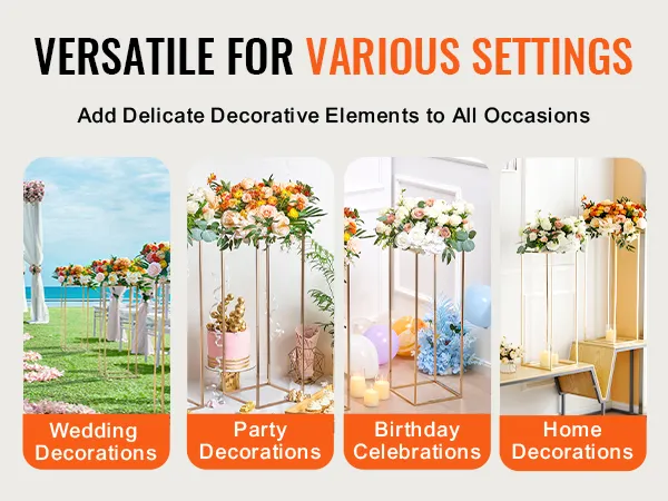 VEVOR wedding flower stand for wedding, party, birthday, and home decorations with floral displays.