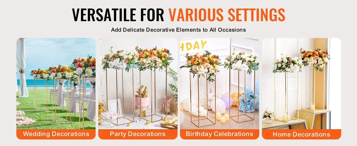 VEVOR wedding flower stand for wedding, party, birthday, and home decorations with floral displays.