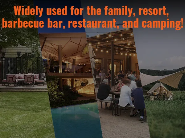 Außenbereiche mit dem VEVOR-Drehspießgrill für Familie, Resort, Grillbar, Restaurant und Camping.