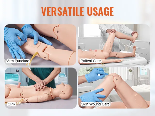 VEVOR nursing training manikin used for arm puncture, cpr, patient care, and skin wound care.
