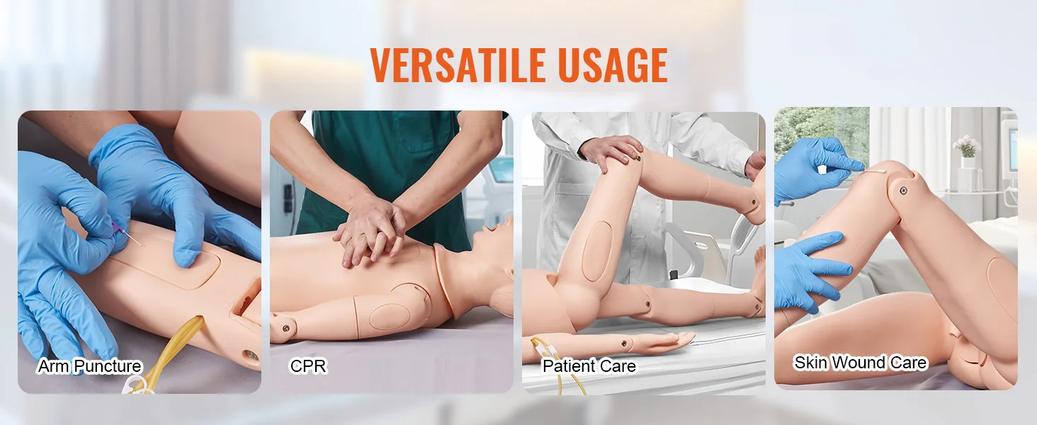VEVOR nursing training manikin used for arm puncture, cpr, patient care, and skin wound care.
