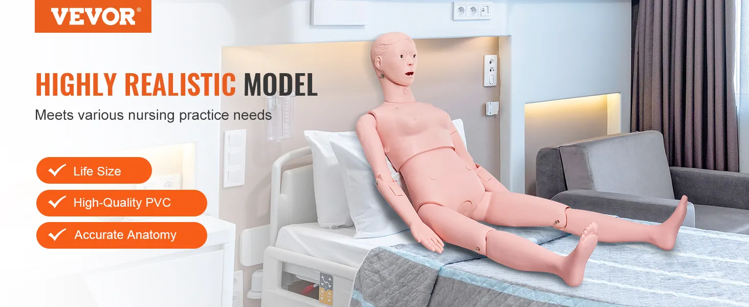 VEVOR nursing training manikin, highly realistic model, life-size, high-quality pvc, accurate anatomy.