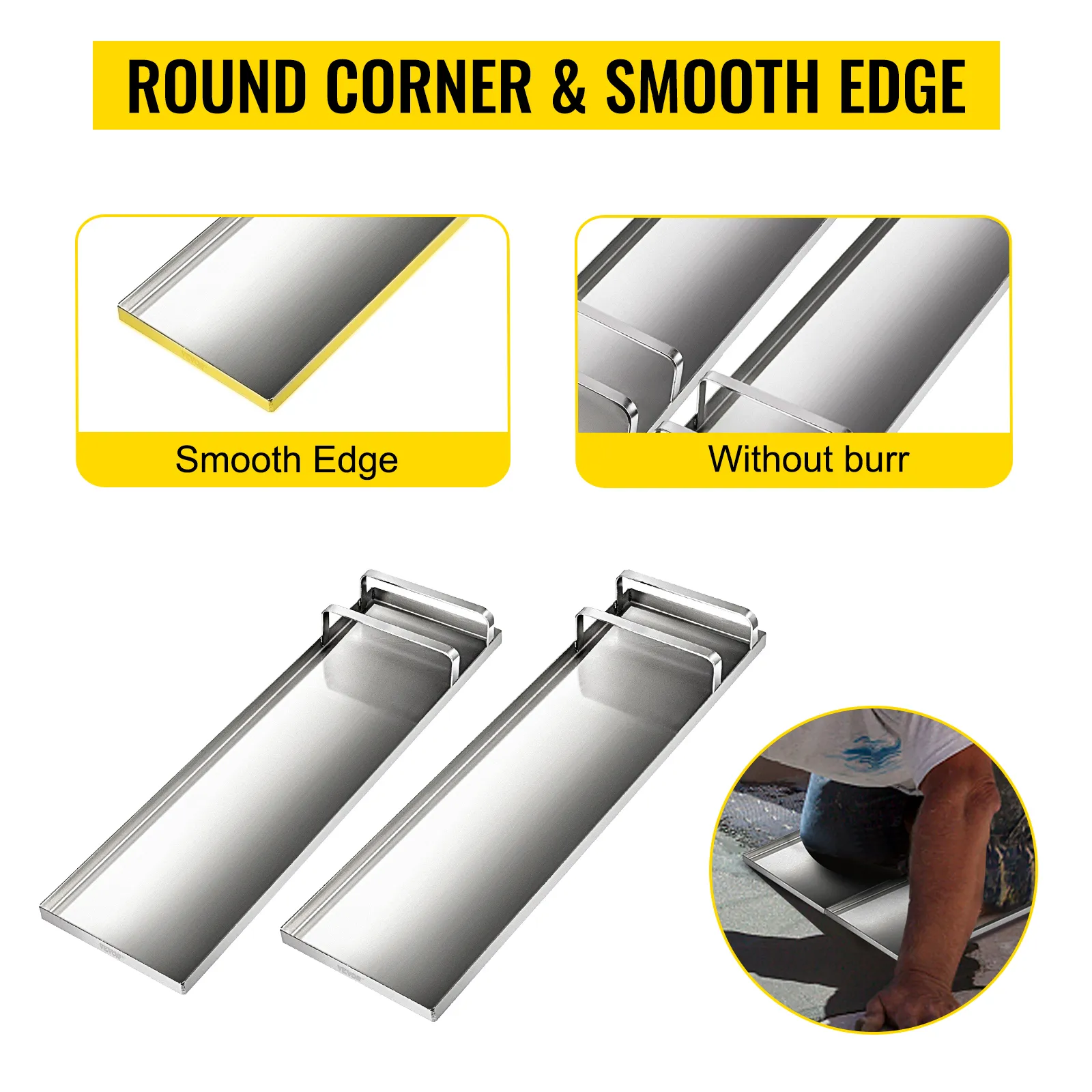 Tablas de hormigón VEVOR con borde liso y sin rebabas para trabajos de hormigón sin juntas.