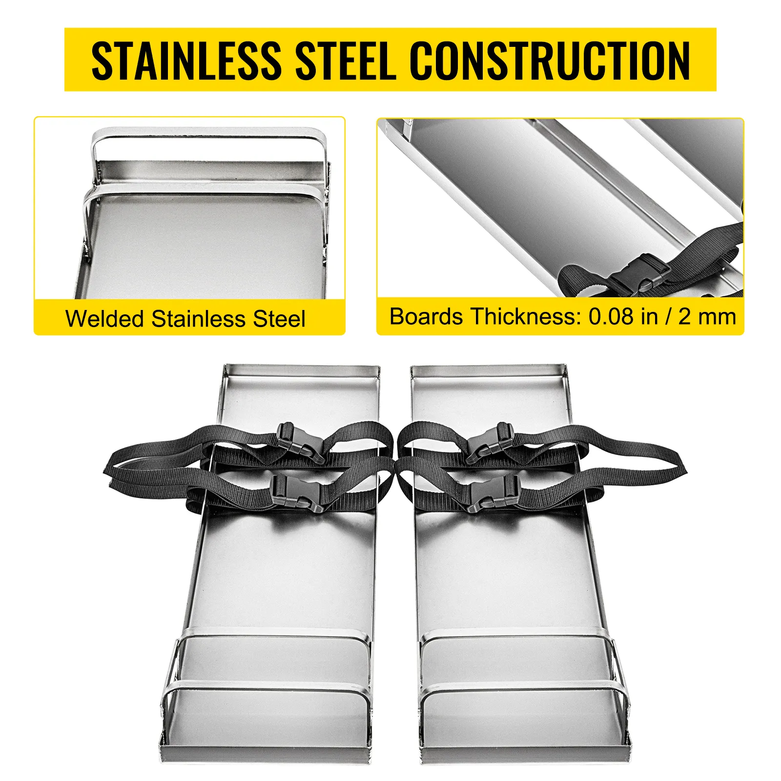 VEVOR concrete knee boards with stainless steel construction and adjustable straps.