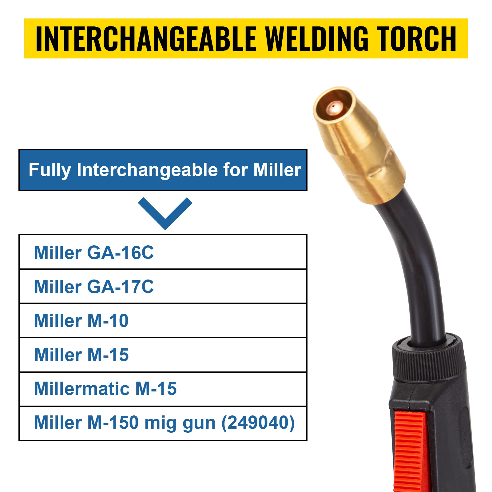 interchangeable VEVOR miller mig welding torch for various miller models.