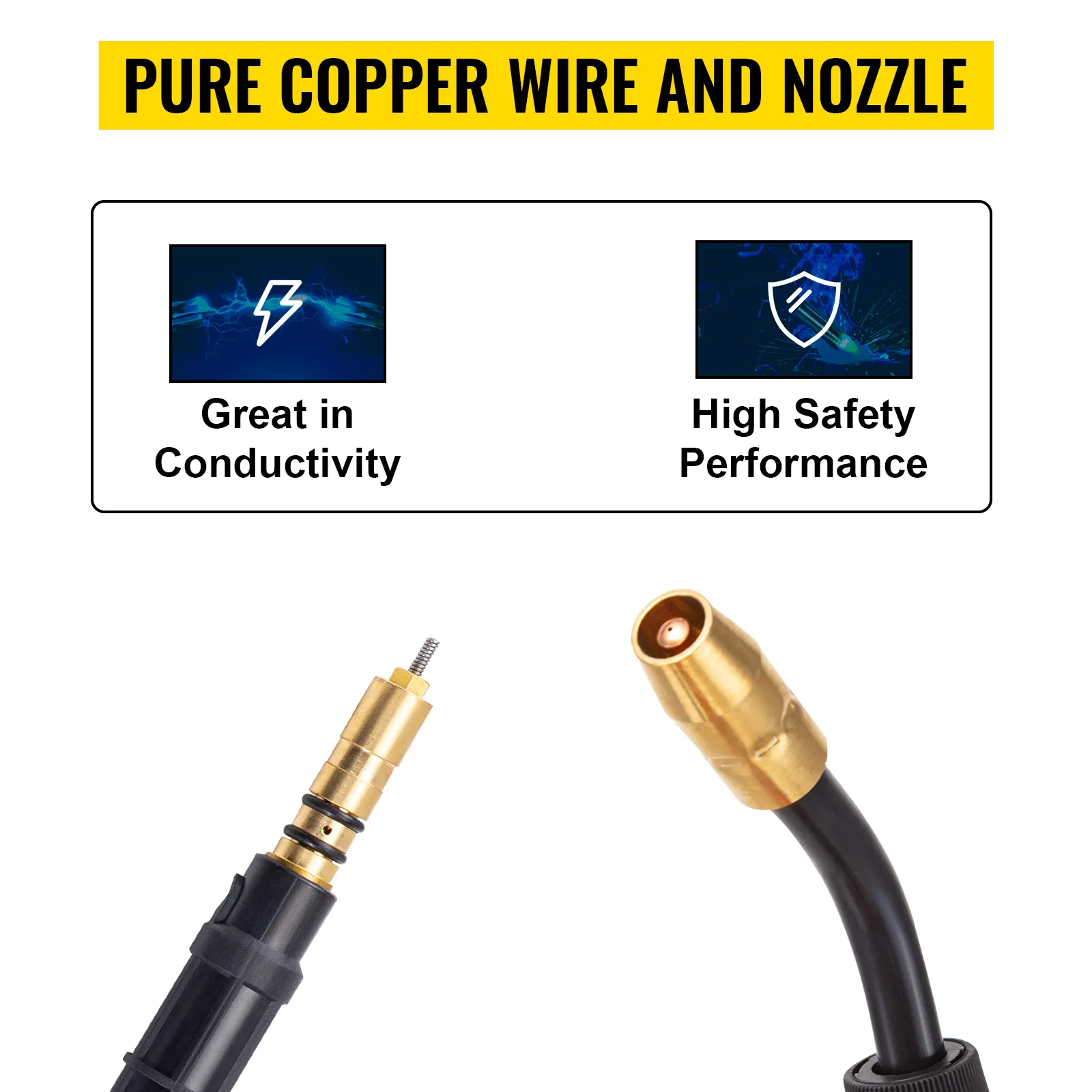 VEVOR miller mig welding torch with pure copper wire and nozzle for high safety and conducti