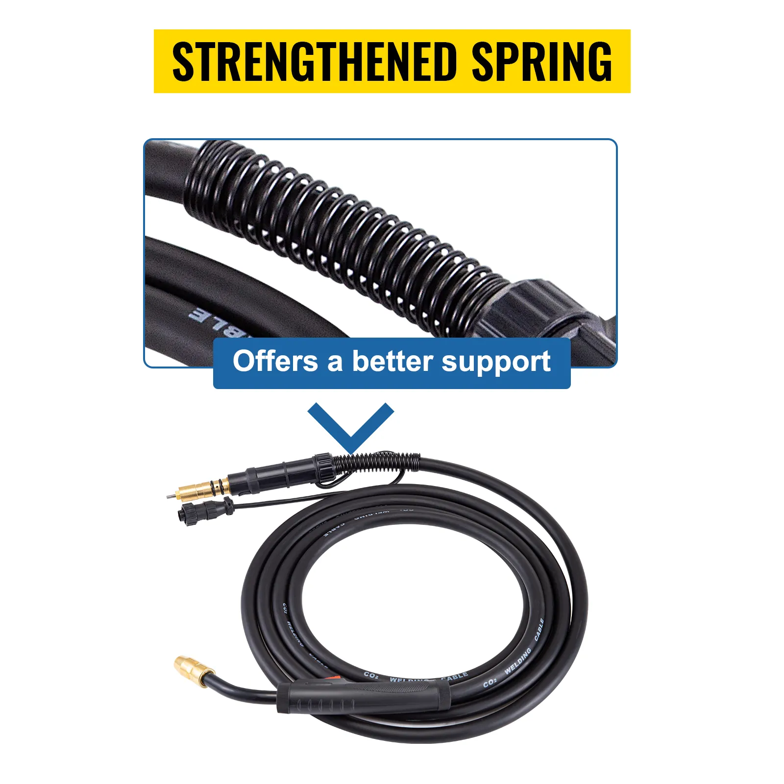 VEVOR miller mig welding torch with strengthened spring for better support.