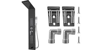 VEVOR shower panel system with accessories including two brackets and installation screws.