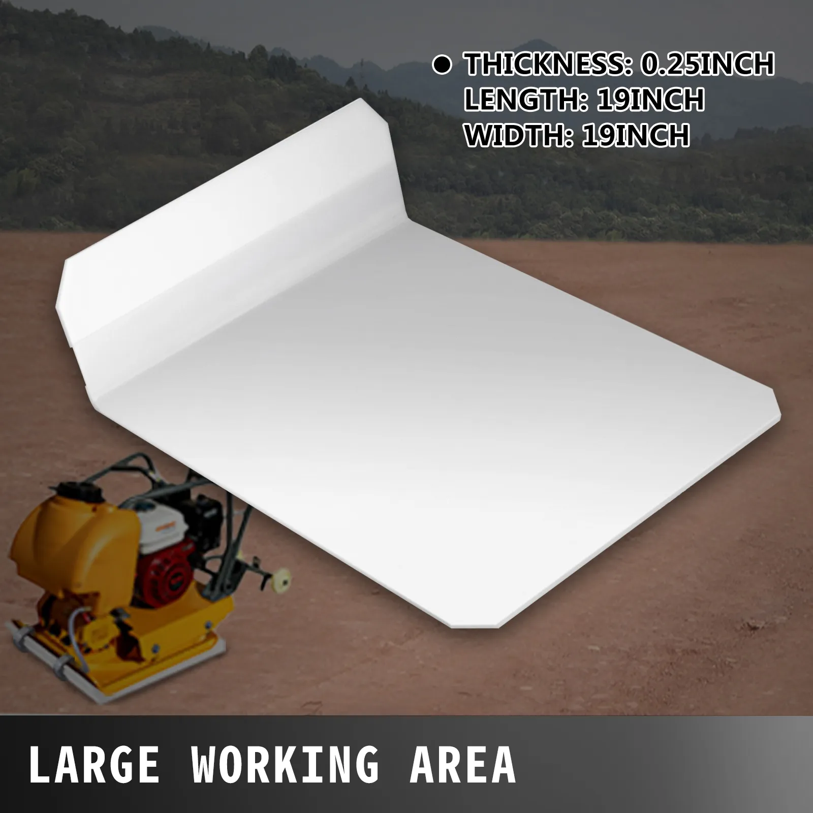 Almohadilla compactadora de placas VEVOR, 19 x 19 pulgadas, 0,25 pulgadas de espesor, área de trabajo grande.