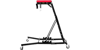 black VEVOR topside creeper with a red cushioned top and four caster wheels.