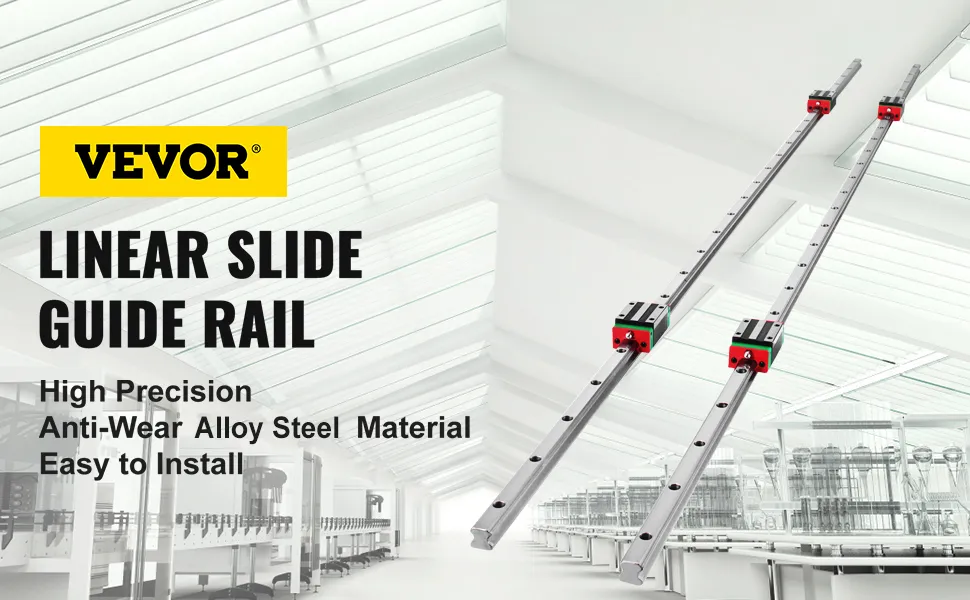 VEVOR linear rail hsr15 in a bright industrial setting, showcasing high precision.